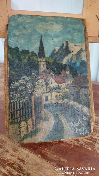 Patachich 1916 Fáncs falurészlet templommal festmény