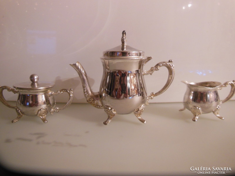 Coffee set - 3 pcs - silver-plated - pot 3 dl - sugar bowl 1 dl - pourer 1 dl - English - - perfect