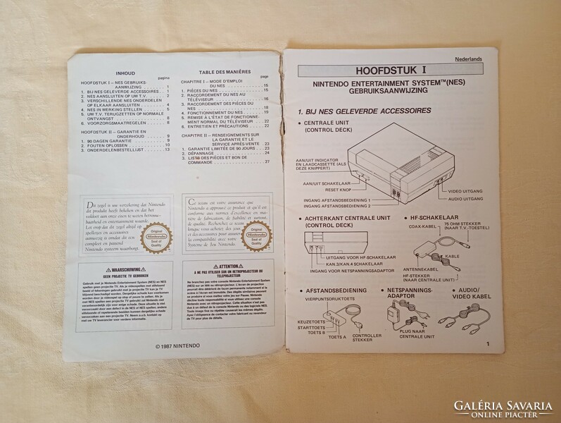Használati útmutató nintendo entrainment system holland és francia 1987