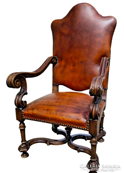 A816 Antik chesterfield stílusú bőr fotel,trónszék