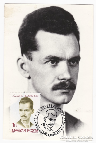 József Attila költő arcképe - CM képeslap