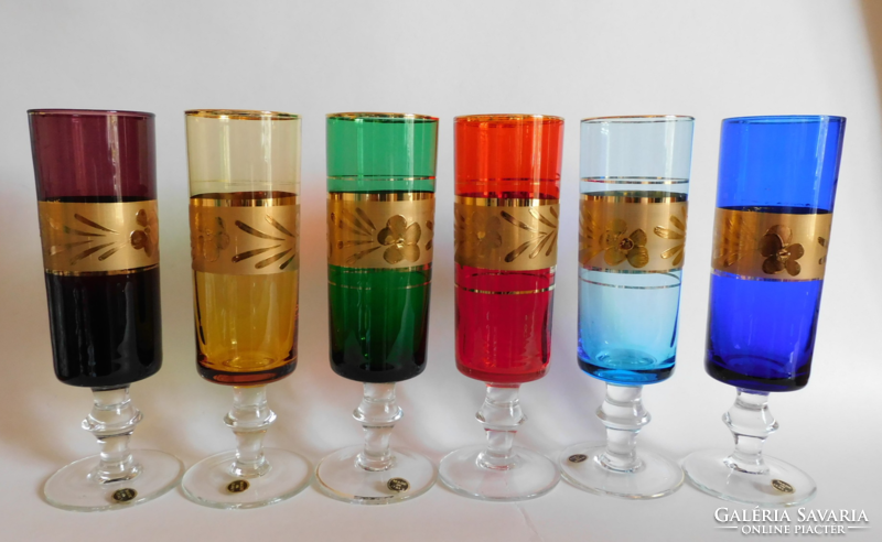 Vintage colored Italian stemmed glasses - 6 pieces