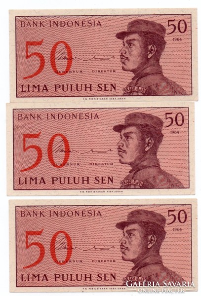 50  Sen  3 db sorszámkövető 1964       Indonézia