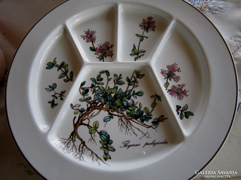 4 Villeroy and boch botanica split bowl with mountain thyme pattern