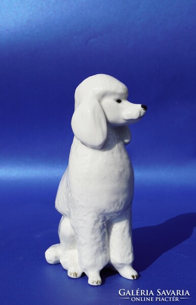 Vintage 1960s Lomonosov Russian Soviet Porcelain Poodle Dog Figurine