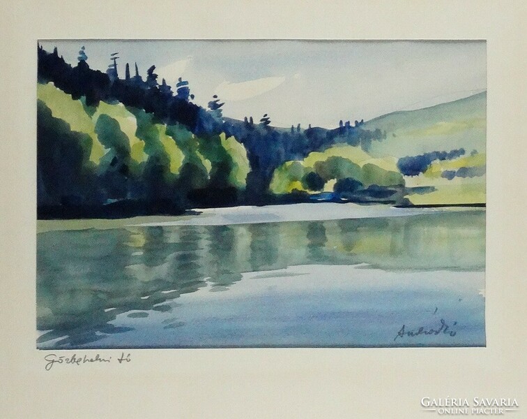 István Andráskó - Görbehalmi lake 23.5 x 34.5 cm watercolor, paper