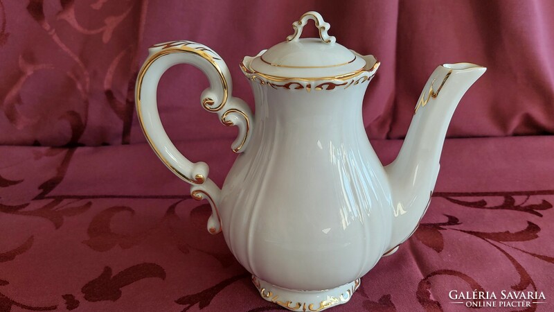 Zsolnay porcelain coffee pot, gold stafir