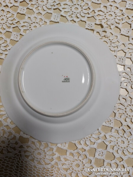 Old white Czech flat plate with inda pattern, 1pc