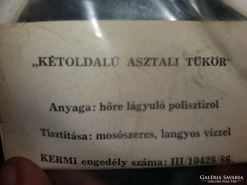 Retro magyar kisipari "Kétoldalú asztali tükör" plasztik bontatlanul sohasem használt képek szerint