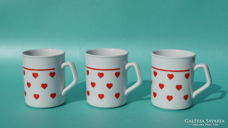 Old retro Zsolnay porcelain mug with heart pattern
