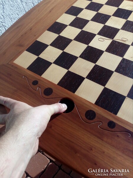 Solid wooden unique chess table with pieces