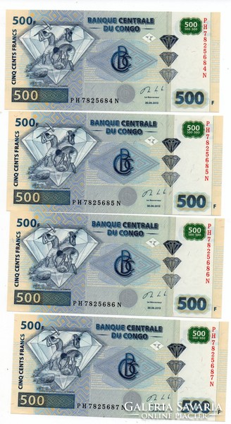 500  Francs  4 db Sorszámkövető       Kongó