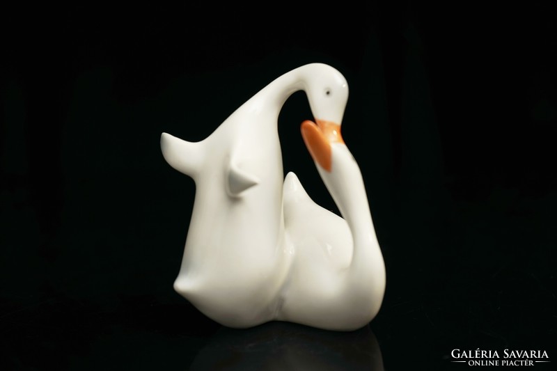 Old Raven House porcelain pair of ducks / duck goose figure / retro old