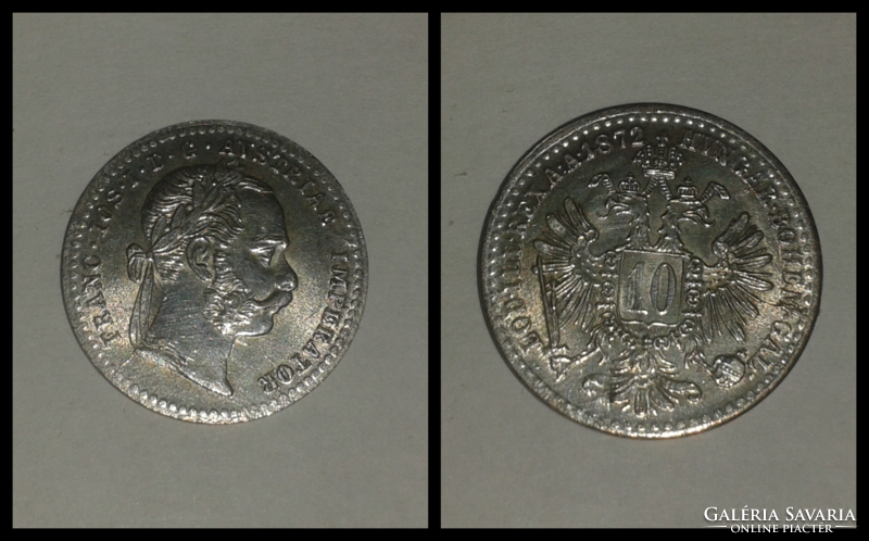Ausztria ezüst 10 Krajcár 1872