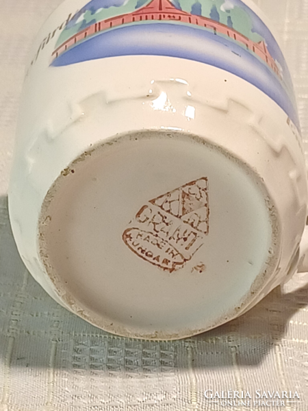 Old granite mug-harkányfürdő with commemorative inscription