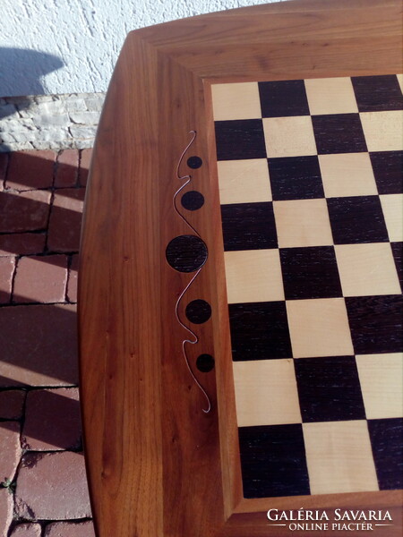 Solid wooden unique chess table with pieces