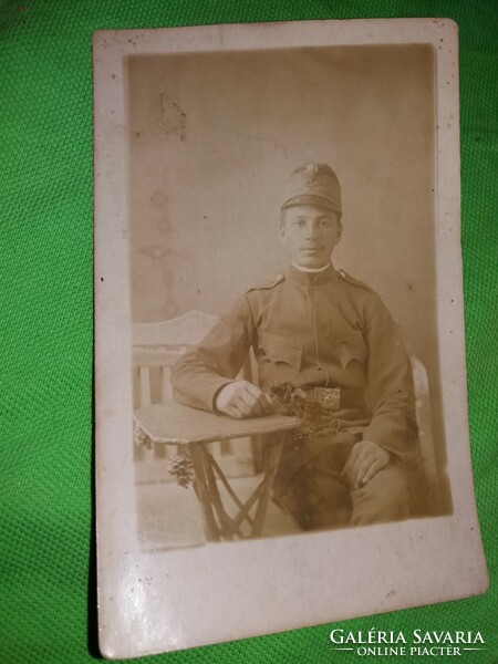 Antik I. VH. magyar katona félalakos fotó, képeslap - képeslap méret a képek szerint