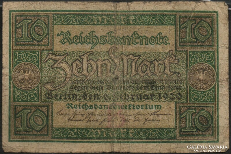 D - 178 -  Külföldi bankjegyek: Németország 1920  10 márka