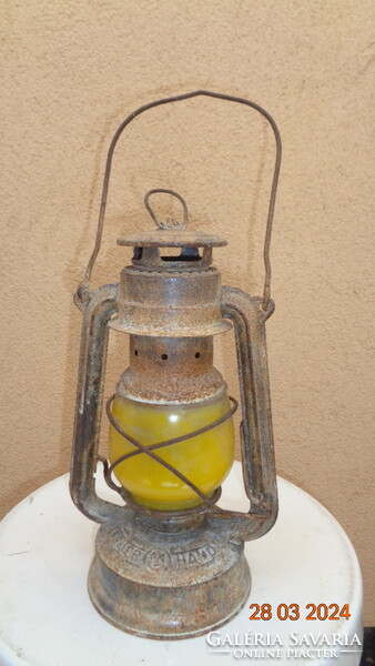 Petróleum lámpa , viharlámpa , német gyéártmányú , Feuerhand , jénai üveggel