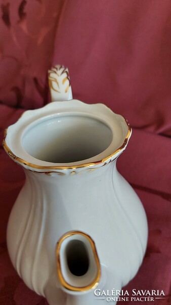 Zsolnay porcelain coffee pot, gold stafir