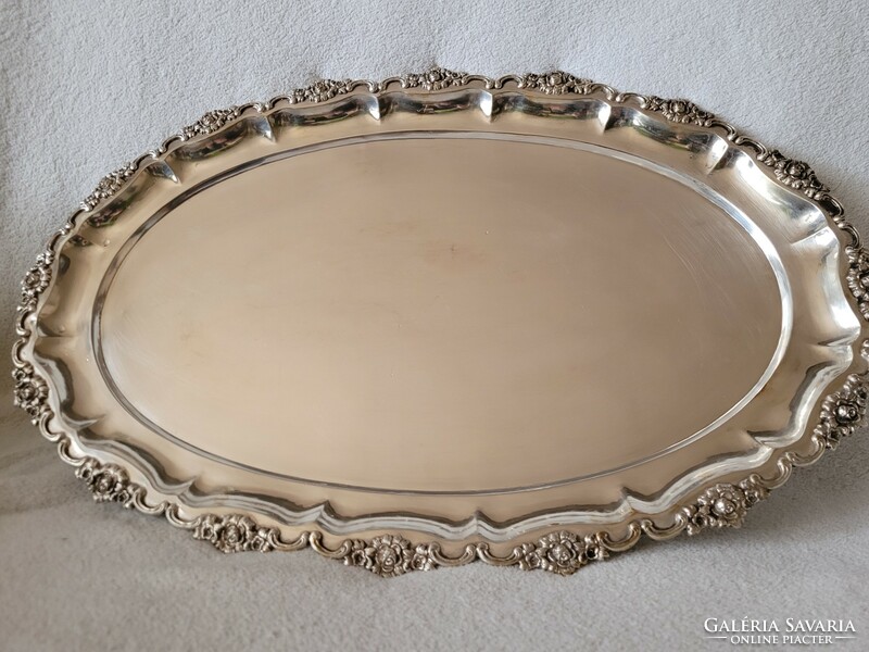 Old very nice silver tray in the condition shown in the picture, size 35x54 cm, weight 1169 g.