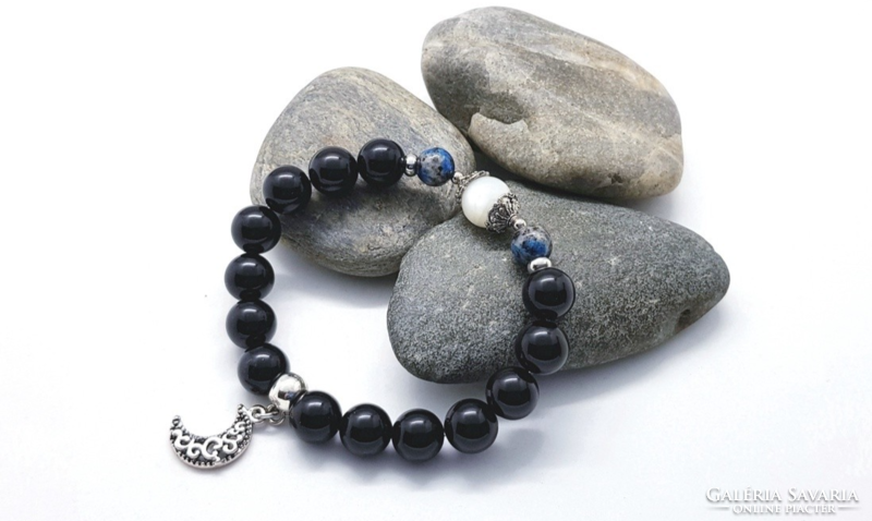 Dreams - moonstone, k2, onyx mineral bracelet