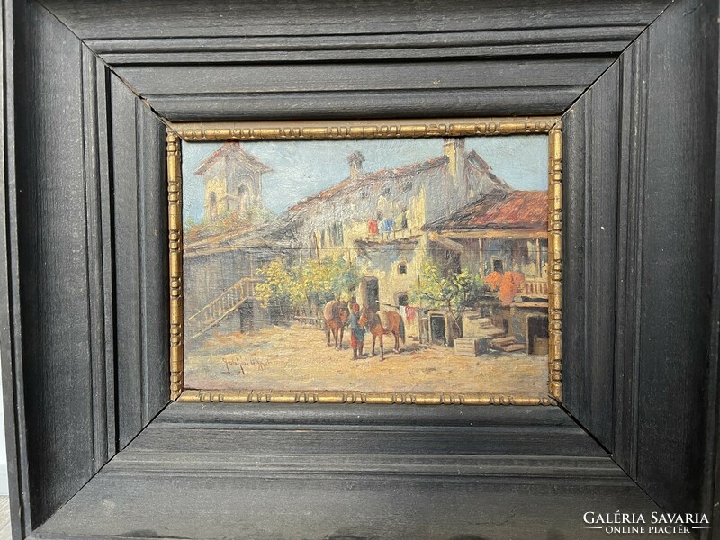 Gyula Gutaházy Németh: Italian village oil painting