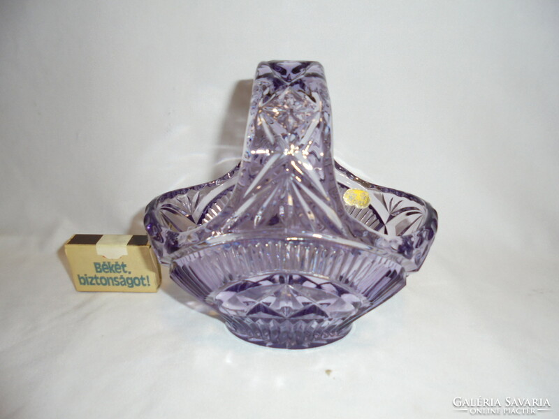 Purple, marked bohemian glass basket, table serving bowl