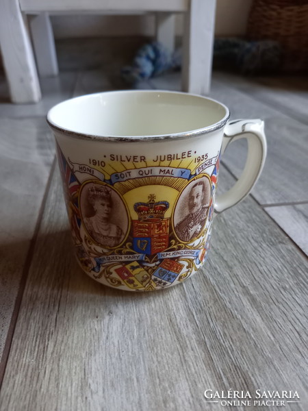 Csodás régi brit uralkodási jubileumi porcelán emlékpohár (1935)