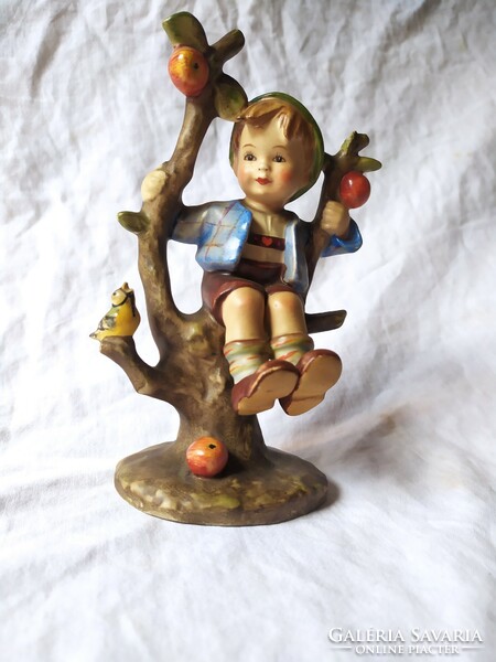 Antique hummel figure boy on the apple tree 142. 16 Cm