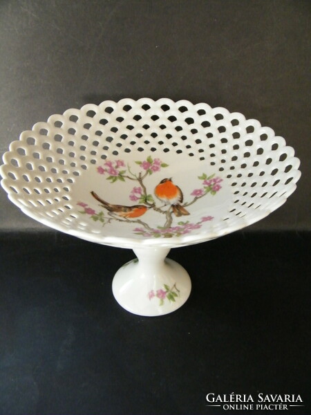 Vintage wallendorf porcelain serving bowl with openwork pattern