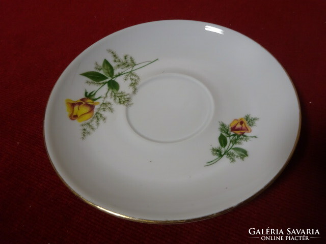 Kahla German porcelain tea cup coaster, yellow rose pattern. Jokai.