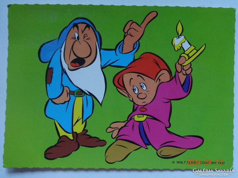 Old graphic disney postcard - trash can and snooze gnome
