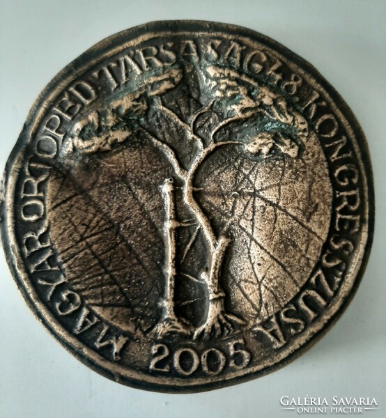Bronze commemorative plaque of the 48th Congress of the Hungarian Orthopedic Society of Salgótarján Galyatétő Salgóvára 2005