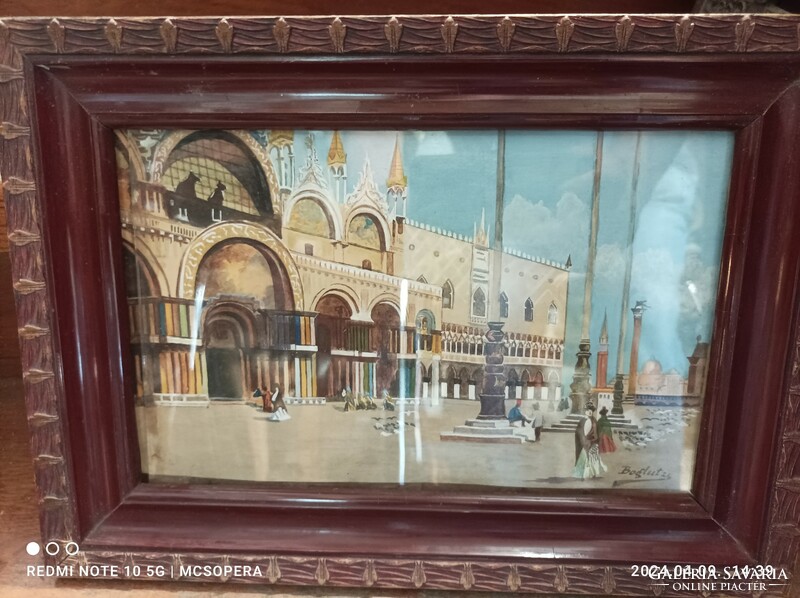 XIX. Century oil painting, st. Márk tér, Venice, signed, 25 x 35 cm.