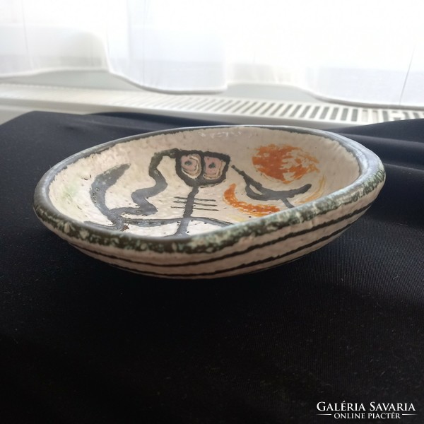 Creation of István Gádor, ceramic decorative bowl, marked, approx. 14 cm diam