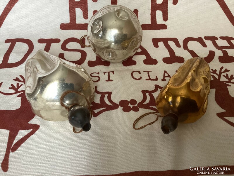 Antique glass silver and gold color icicle sphere Christmas tree decorations