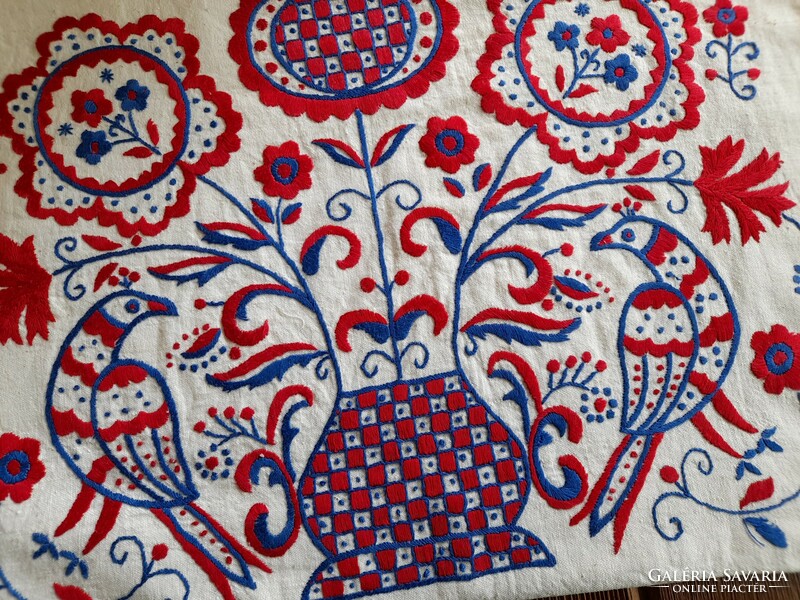 Old, antique Buzsák embroidered bird cushion cover, 49 x 40 cm