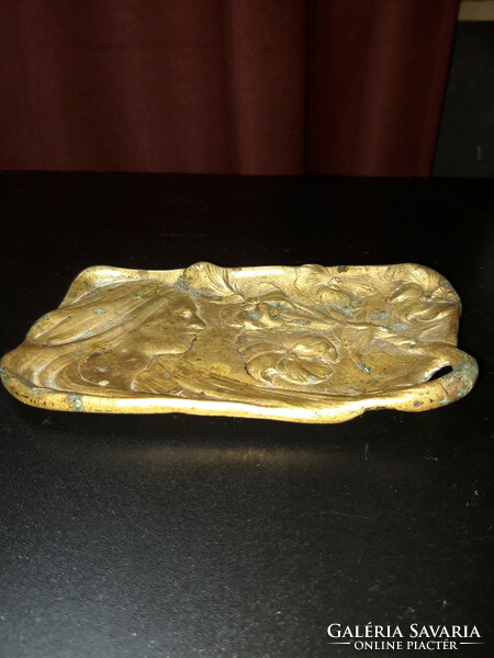 Art Nouveau bronze name holder / ashtray