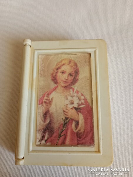 Rosary holding plastic box in the shape of a prayer book 6x4.5x1.5cm retro