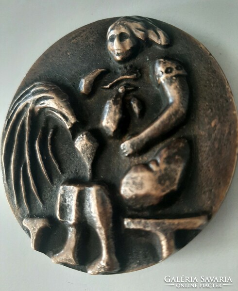 Békéscsaba Orosháza bronze commemorative plaque 6.7 cm