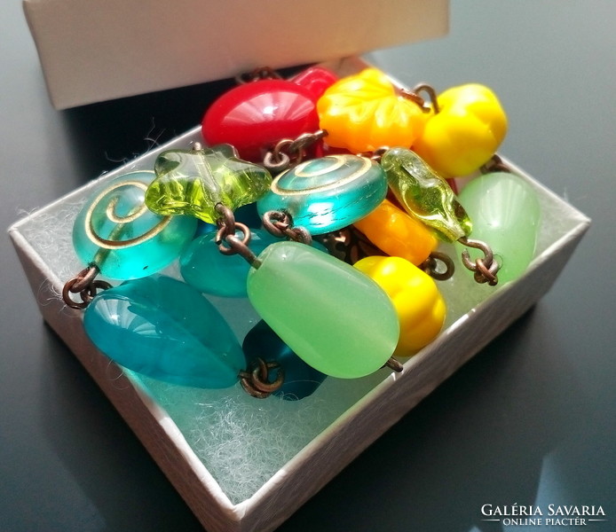 High-quality Czech pressed glass beads bracelet, colorful bracelet