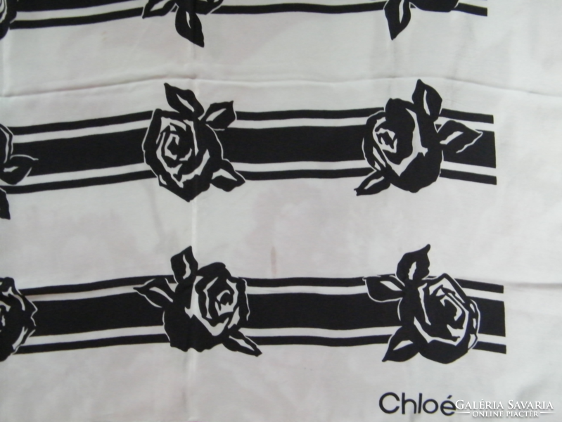 Vintage rózsás Chloé selyemkendő, selyemsál