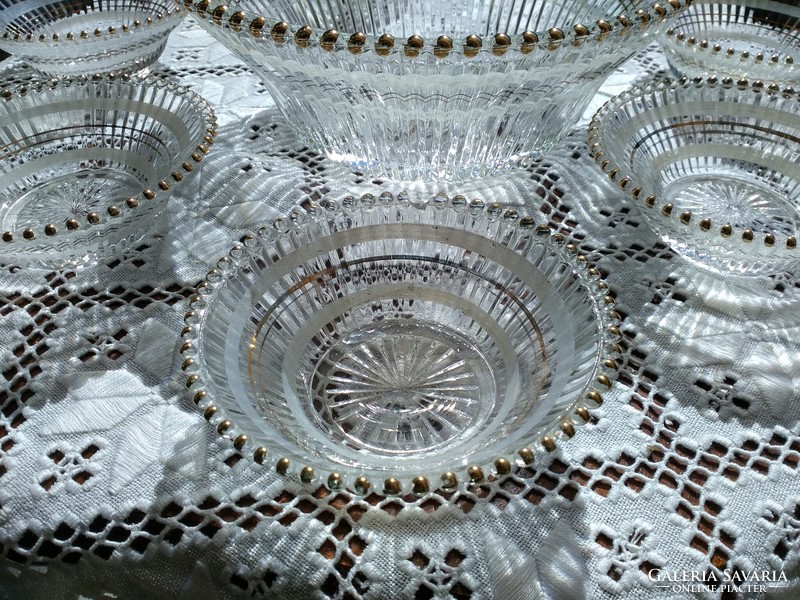 Art Deco kristály üveg salátás kompotos készlet