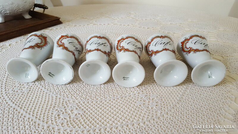 French Limoges porcelain coffee cup with base, 6 cups.