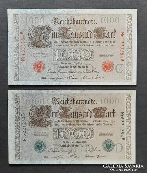 Germany * 1000 marks 1910 red/green seal
