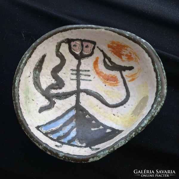 Creation of István Gádor, ceramic decorative bowl, marked, approx. 14 cm diam