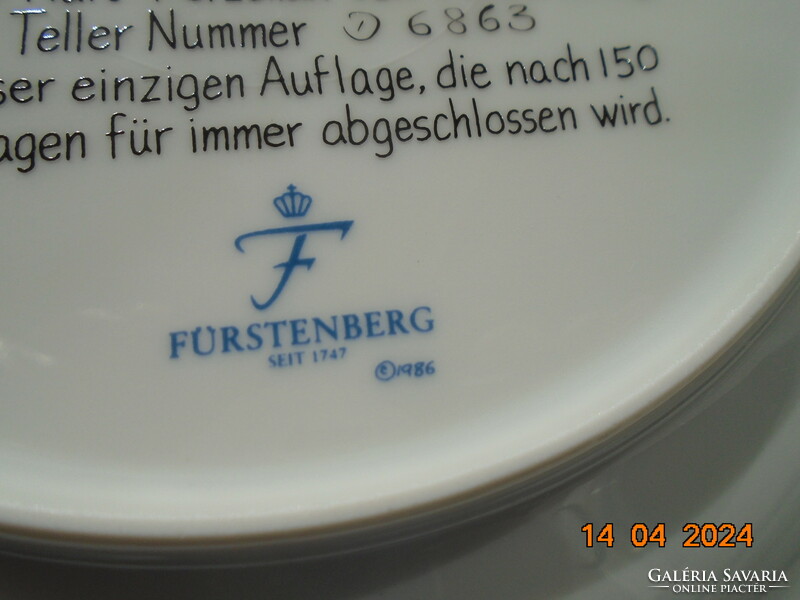 Fürstenberg numbered wall plate l.Muninger after the painting 