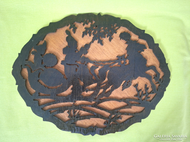 Antique. Wooden mural, silhouette horse theme (not small)