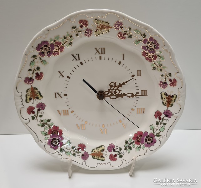 Zsolnay butterfly wall clock #1947